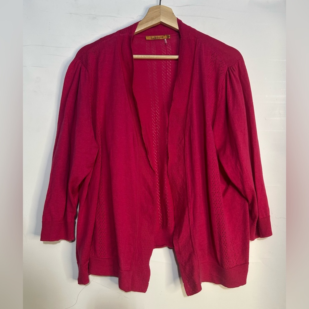5 for $25🔥Belldini Hot Pink Eyelet‎ Open Front Cardigan 2X